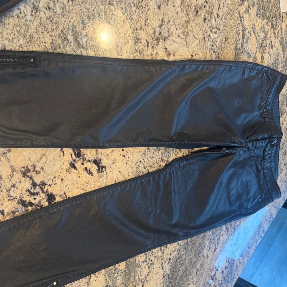White House Black Market Black Faux Leather Skimmer Pants